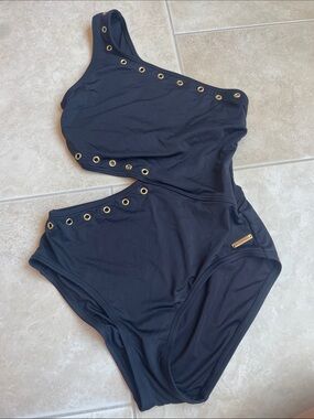 MICHAEL Michael Kors Black Swimsuit with White Logo Tag